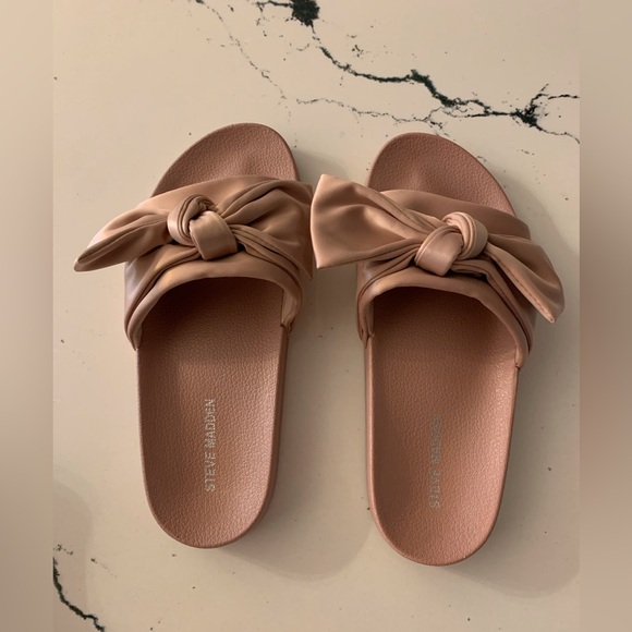 Steve Madden Shoes - Steve Madden Silky Pink Satin Bow Sandals NWOT
